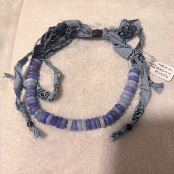 Free People Orion Stone and Bandana Choker Blue NWT - Picture 5 of 5